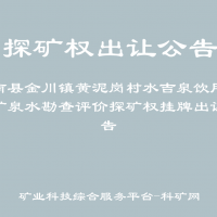 輝南縣金川鎮(zhèn)黃泥崗村水吉泉飲用天然礦泉水勘查評(píng)價(jià)探礦權(quán)掛牌出讓公告