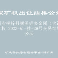 貴州省桐梓縣獅溪鋁多金屬（含鋰）探礦權 2023-礦-掛-29號交易結果公示