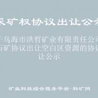 關(guān)于烏海市洪哲礦業(yè)有限責任公司石灰石礦協(xié)議出讓空白區(qū)資源的協(xié)議出讓公示