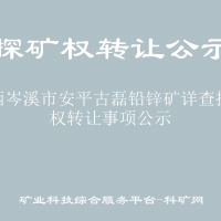 廣西岑溪市安平古磊鉛鋅礦詳查探礦權(quán)轉(zhuǎn)讓事項(xiàng)公示