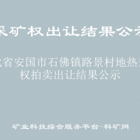 河北省安國市石佛鎮(zhèn)路景村地?zé)岵傻V權(quán)拍賣出讓結(jié)果公示