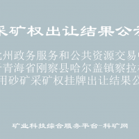 海北州政務(wù)服務(wù)和公共資源交易中心關(guān)于青海省剛察縣哈爾蓋鎮(zhèn)察拉村建筑用砂礦采礦權(quán)掛牌出讓結(jié)果公示