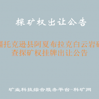新疆托克遜縣阿夏布拉克白云巖礦普查探礦權(quán)掛牌出讓公告