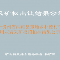 關于貴州省納雍縣董地鄉(xiāng)樸德村飾面用灰?guī)r采礦權招拍掛結果公示