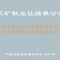 自貢市大安區(qū)石大山飾面用砂巖礦采礦權(quán)掛牌出讓成交結(jié)果公示
