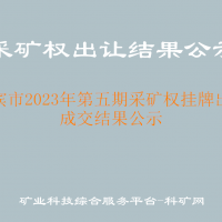 來(lái)賓市2023年第五期采礦權(quán)掛牌出讓成交結(jié)果公示