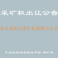 天水市麥積區(qū)采礦權(quán)掛牌出讓公告